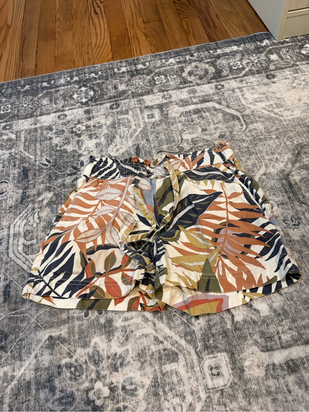C&C California Tropical Leaf Print Shorts in Cream, Navy & Rust